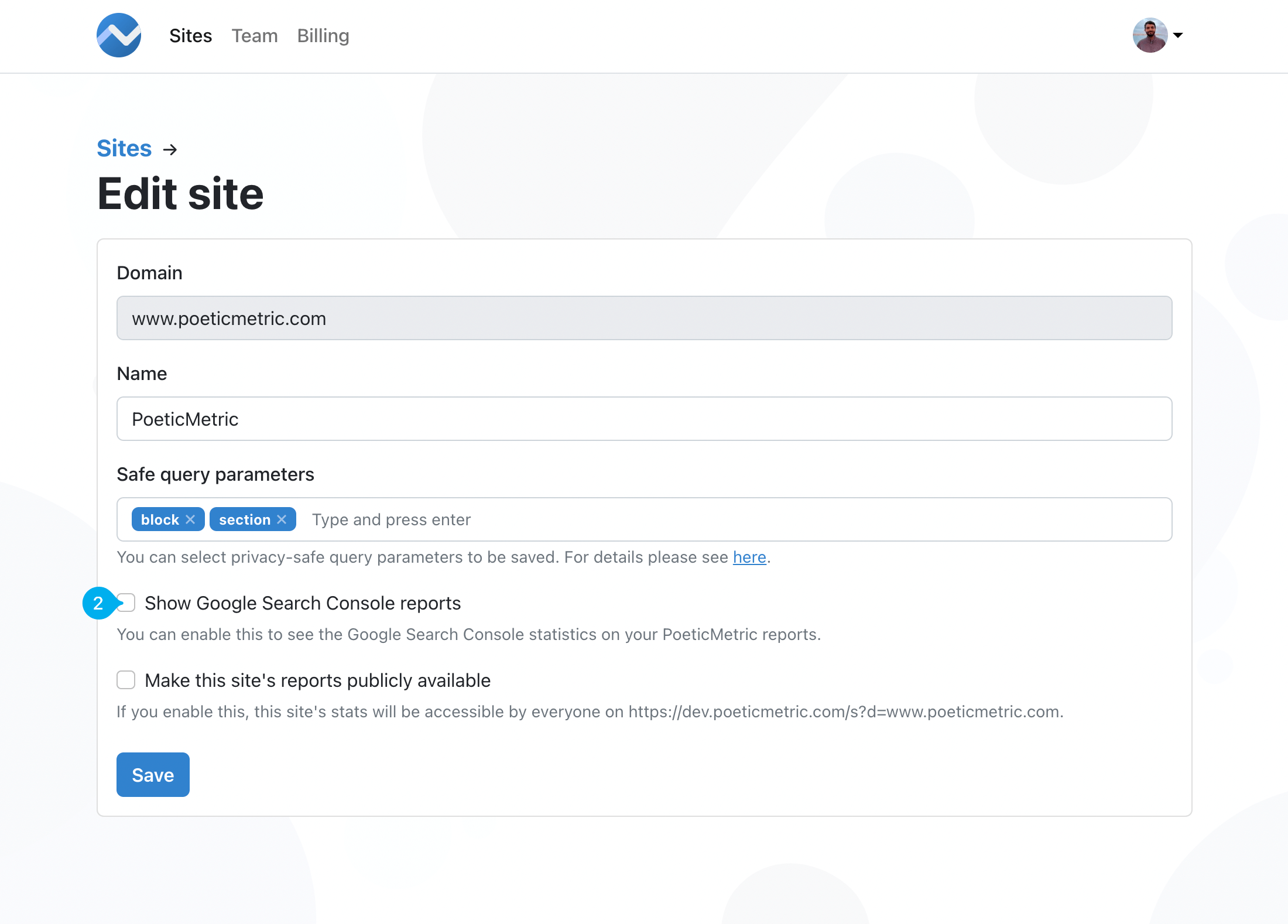 enable the show google search console reports option